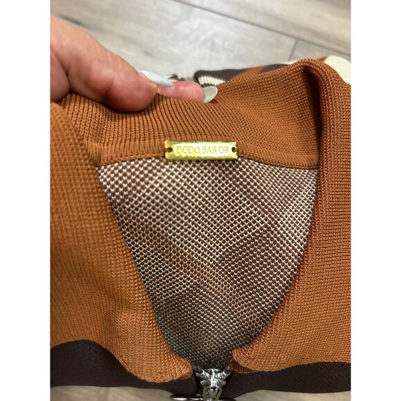 Dodo Bar Or Paula Jacquard-Knit Zip Jacket 2 Tone Brown Geometric Pattern 46. - Picture 13 of 16